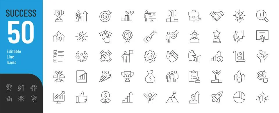 Success Editable Icons set. Stock Illustration