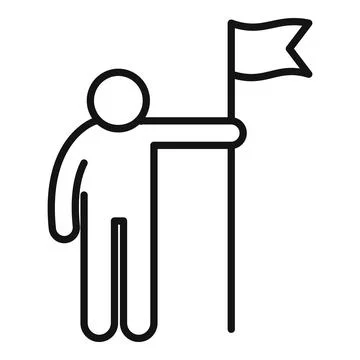 Success flag icon outline vector. Work effort 스톡 일러스트