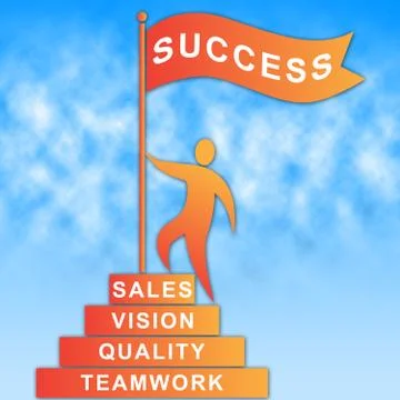 Success Flag Indicates Successful Progress And Winning Stock Illustration