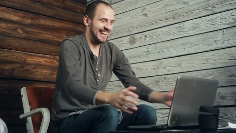 The success of freelancer working at the computer Stock Footage 97220080