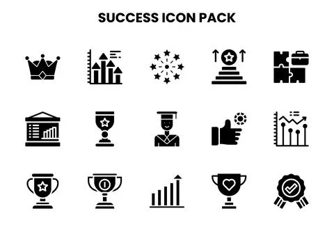 Success Glyph Bundle Icons Pack Ilustración de archivo