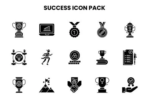 Success Glyph Graphics Icons Pack Stock Illustration
