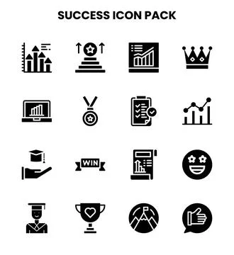 Success Glyph Vector Icons Pack 库存插图