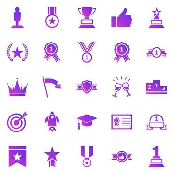 Success gradient icons on white background Stock Illustration
