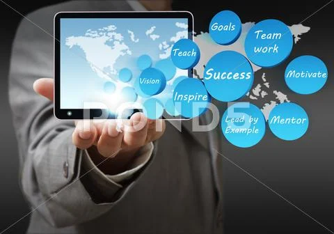 Success icon diagram and tablet computer Stock Illustration