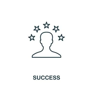 Success icon. Outline style thin design from business icons collection. Pixel Stock Illustration