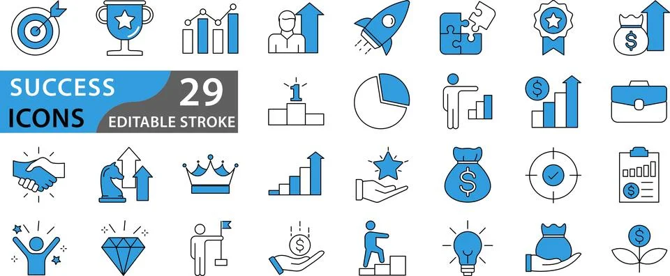 Success icon set Stock Illustration
