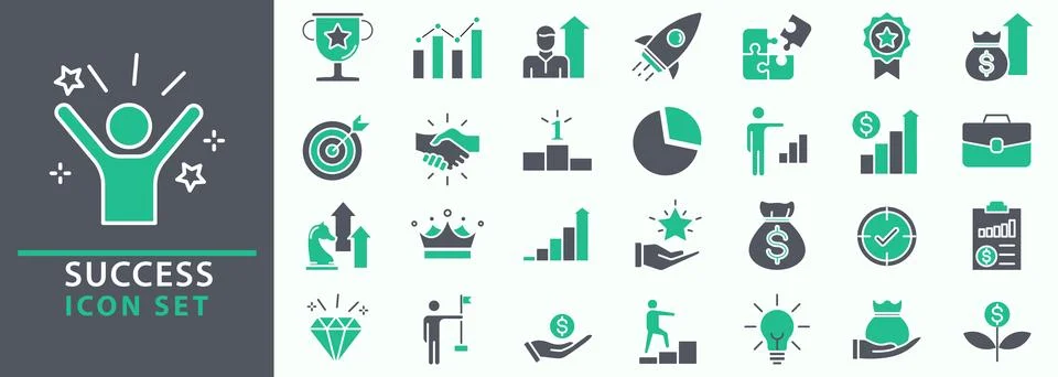 Success icon set Stock Illustration