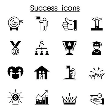 Success icon set vector illustration graphic design Illustrazione stock