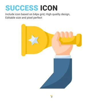 Success icon vector with flat color style isolated on white background Stock Illustration
