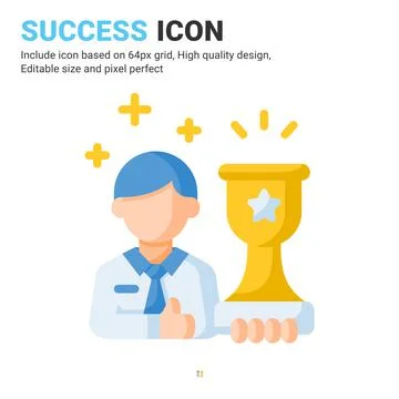 Success icon vector with flat color style isolated on white background 스톡 일러스트