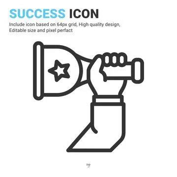 Success icon vector with outline style isolated on white background Stock Illustration