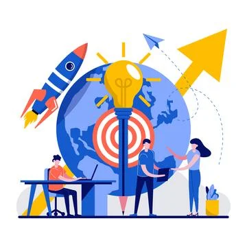 Success idea concept with tiny character. People thinking about business su.. Stock Illustration