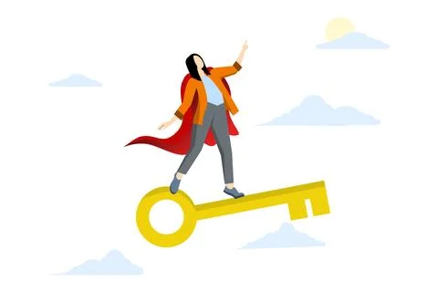 Success key to unlock true potential to win business or career advancement 库存插图