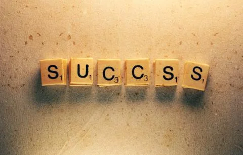 Success Label in scrabble Stockfoto's
