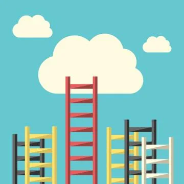 Success ladder to cloud Stock Illustration