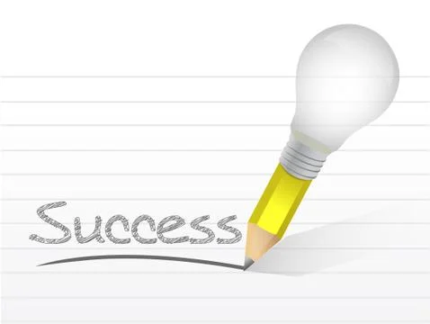 Success light bulb pencil concept illustration design over white Ilustração Stock