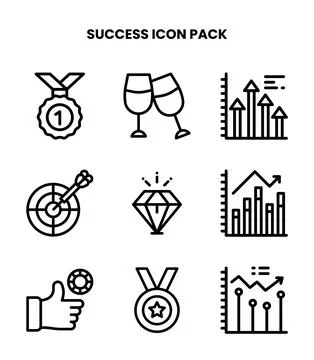 Success Line Graphics Icons Pack Stock Illustration