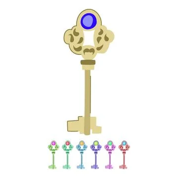 Success magic key vector cartoon graphic Stock Illustration