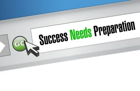 Success needs preparation browser sign concept Foto stock