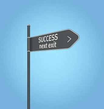 Success next exit, dark grey road sign Stock Illustration