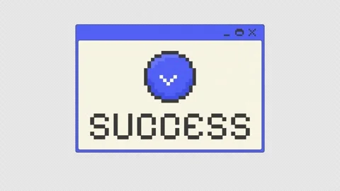 Success notification pixel art pop-up window UI overlay animation Stock Footage 333308992