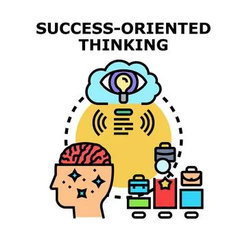 Success oriented thinking achieving business growth progress Illustrazione stock
