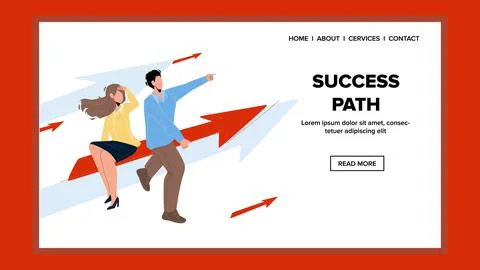 Success Path Of Young Man And Woman Couple Vector Illustrazione stock
