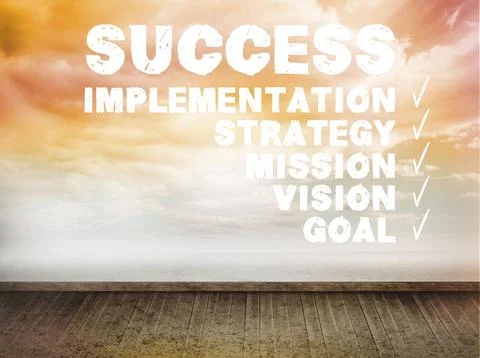 Success plan written on wall with sky Stock Illustration