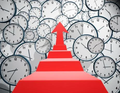 Success red arrow with accumulation of time Stock Illustration