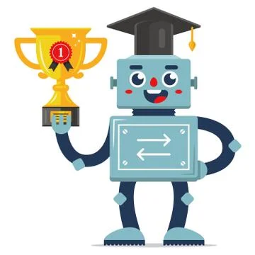 Success of the robot in the competition. Stock Illustration