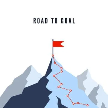 Success Route. Path to top of mountain. Business success plan. Mountain climb Stock Illustration