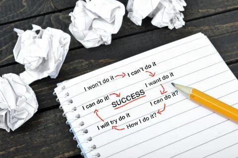 Success scheme on notepad Stockfoto's