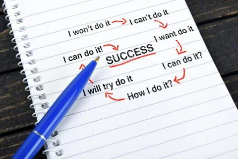 Success Scheme text on notepad Foto stock