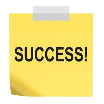 Success sticky note with tape. 3D rendering Stock Illustration