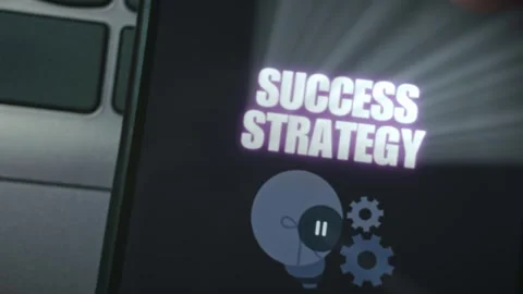 Success Strategy themed graphic presentation examined on smartphone Видео 289087090