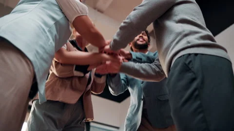 Success, team and stack with applause in office for winning pitch, deal closure Stock Footage 336223684