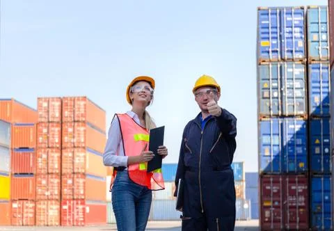 Success Teamwork Concept, engineer and worker team smiling with giving thumbs up Photos