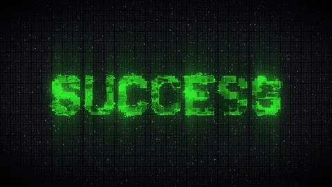 SUCCESS text on computer old tv vhs glitch interference noise screen animation Stock Footage 233007886