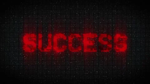 SUCCESS text on computer old tv vhs glitch interference noise screen animation Stock Footage 233007957