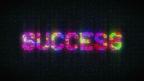 SUCCESS text on computer old tv vhs glitch interference noise screen animation Stock Footage 233008075