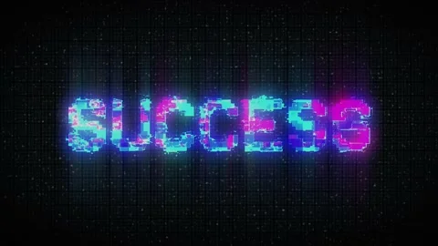 SUCCESS text on computer old tv vhs glitch interference noise screen animation Stock Footage 233008360