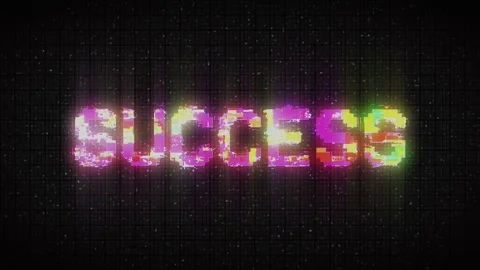 SUCCESS text on computer old tv vhs glitch interference noise screen animation Stock Footage 233008521