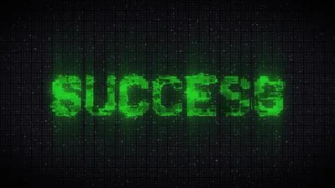 SUCCESS text on computer old tv vhs glitch interference noise screen 스톡 일러스트