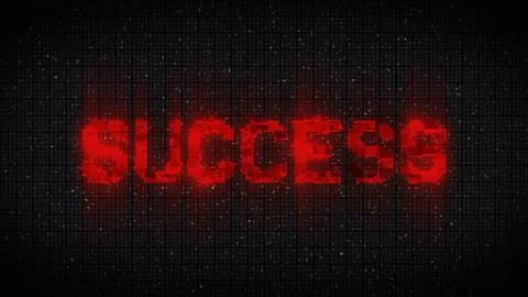 SUCCESS text on computer old tv vhs glitch interference noise screen Stockillustratie