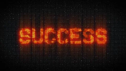 SUCCESS text on computer old tv vhs glitch interference noise screen Stock-Illustration