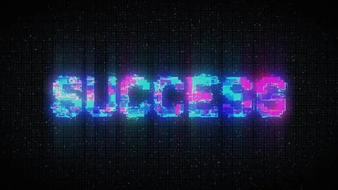 SUCCESS text on computer old tv vhs glitch interference noise screen Stockillustratie