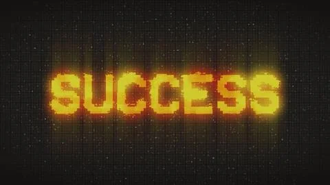 SUCCESS text on computer old tv vhs glitch interference noise screen イラスト素材