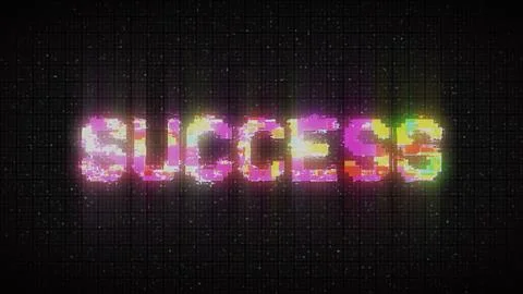 SUCCESS text on computer old tv vhs glitch interference noise screen 스톡 일러스트