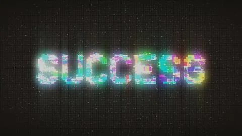 SUCCESS text on computer old tv vhs glitch interference noise screen Stockillustratie